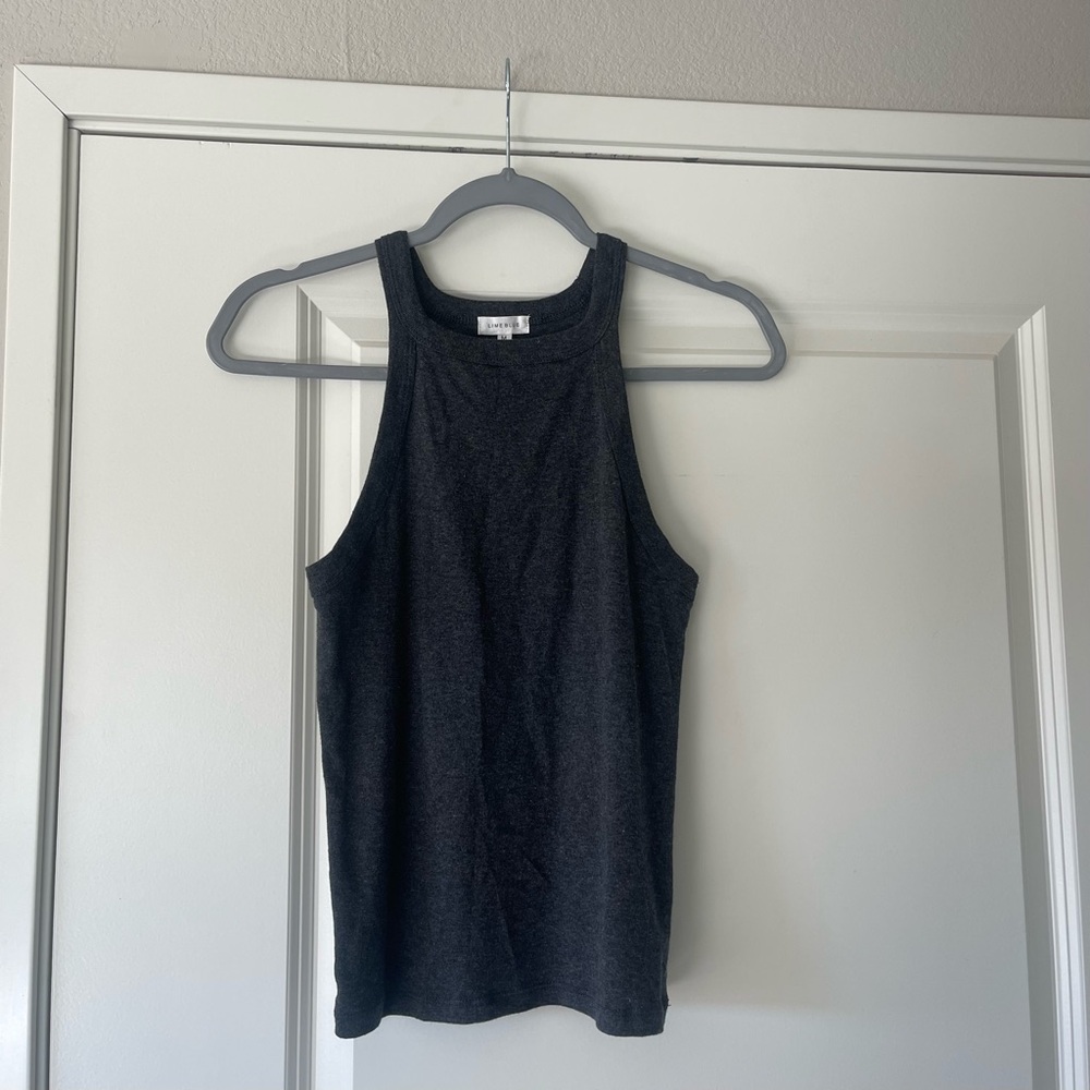 Charcoal Gray high neck Women's Tank Top